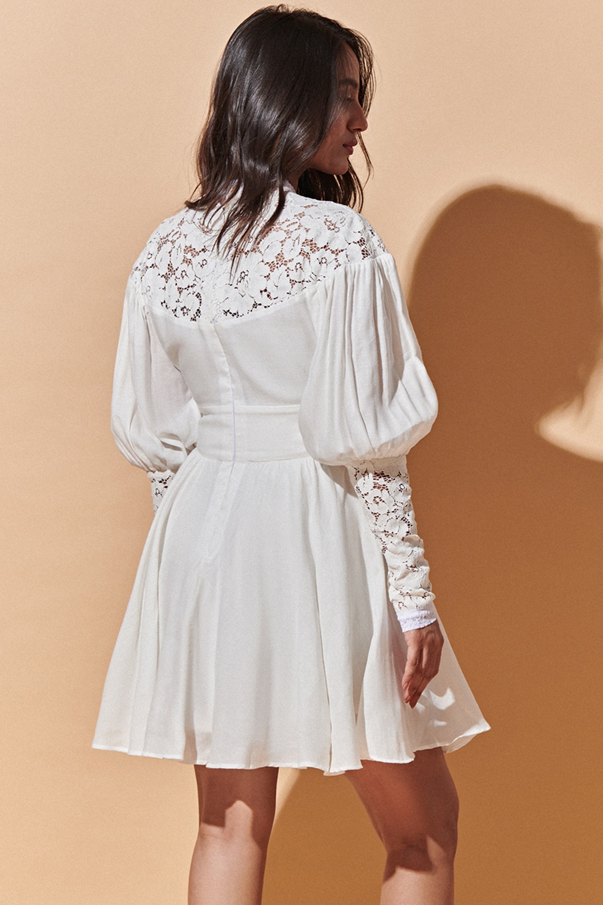 white lace smock dress