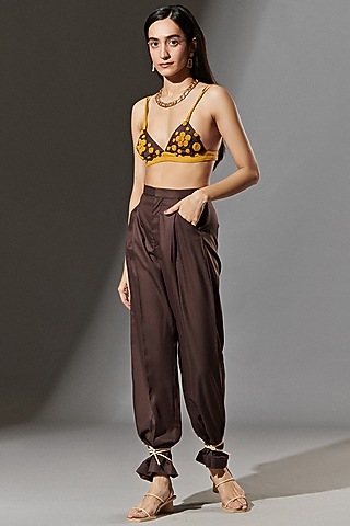 Yellow & Brown Embellished Bralette by TheRealB