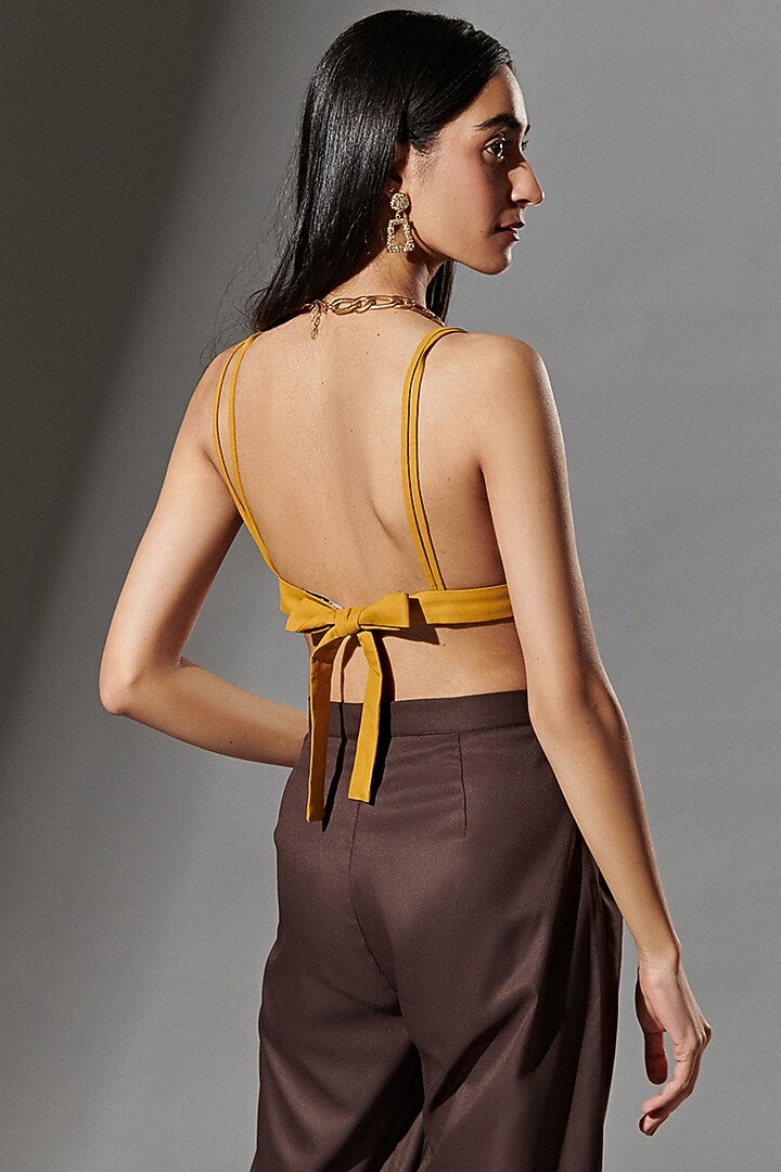 Yellow & Brown Embellished Bralette by TheRealB at Pernia's Pop Up Shop
