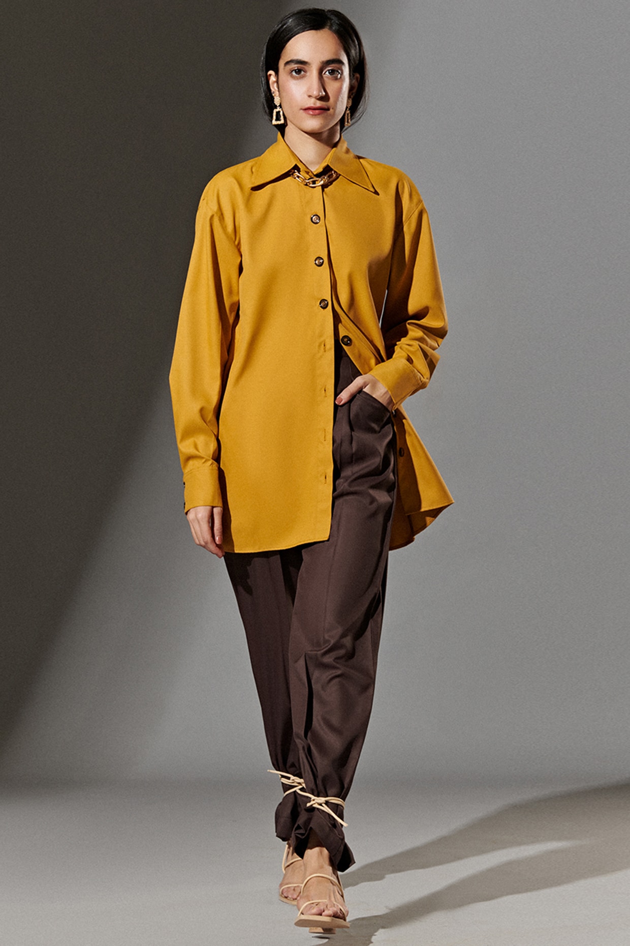 Mustard Yellow Cotton Oversized Shirt by TheRealB at Pernia s Pop Up Shop 2024