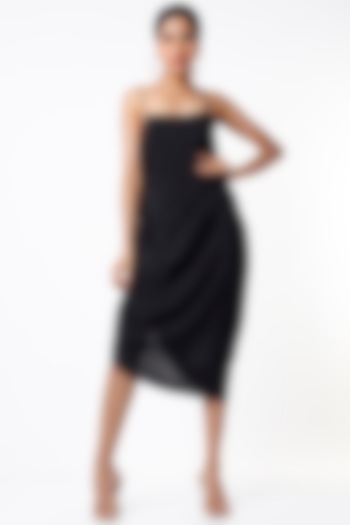 Black Asymmetrical Draped Dress by TheRealB