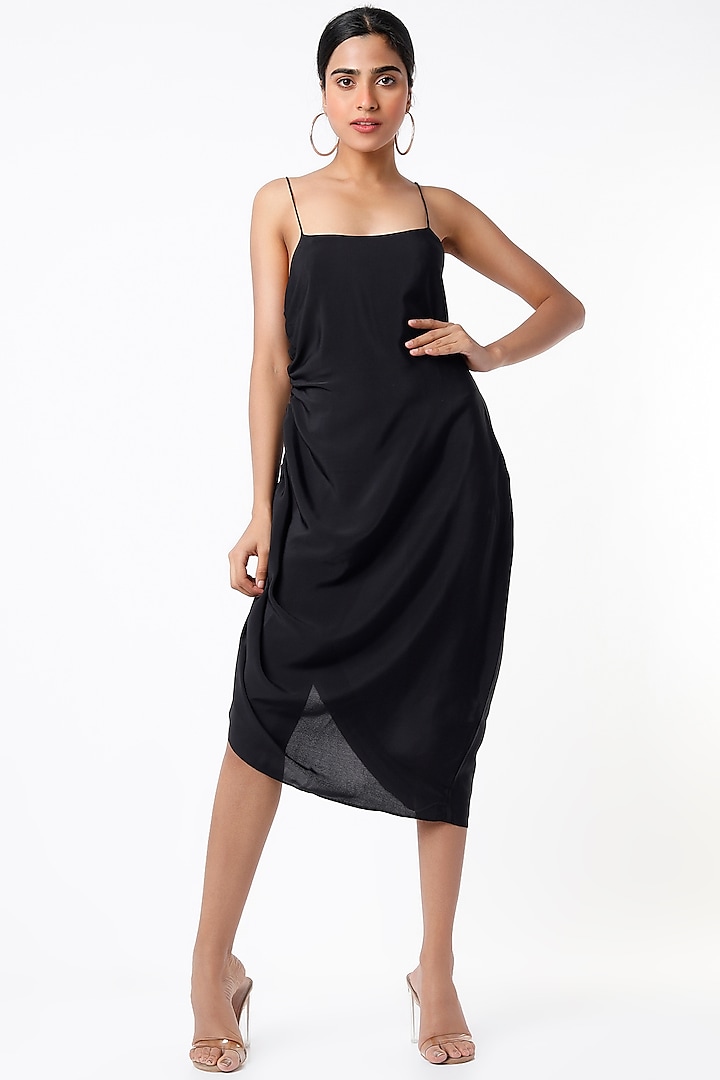 Black Asymmetrical Draped Dress by TheRealB