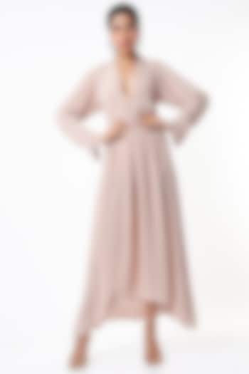 Nude Asymmetrical Flared Dress by TheRealB at Pernia's Pop Up Shop