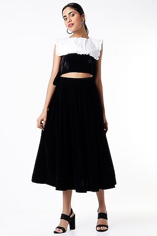 Jet Black Velvet High-Waisted Skirt by TheRealB