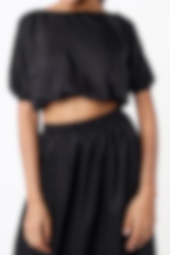Black Silk High-Waisted Skirt Set by TheRealB