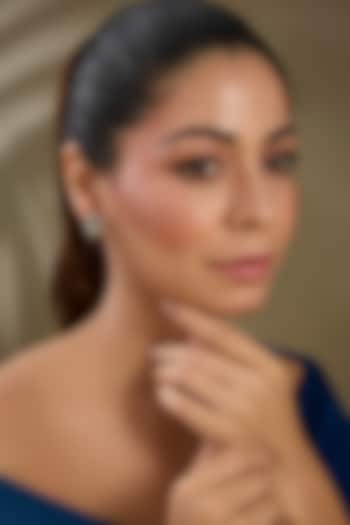 Rose Gold Finish Green Synthetic Stone Stud Earrings by TRETA BY BR DESIGNS at Pernia's Pop Up Shop