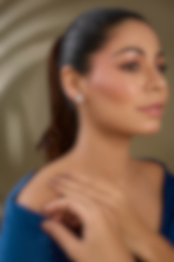 Rose Gold Finish Zircon Stud Earrings In Sterling Silver by TRETA BY BR DESIGNS at Pernia's Pop Up Shop