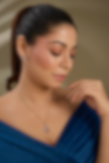 Gold Finish Zircon Pendant Set In Sterling Silver by TRETA BY BR DESIGNS at Pernia's Pop Up Shop