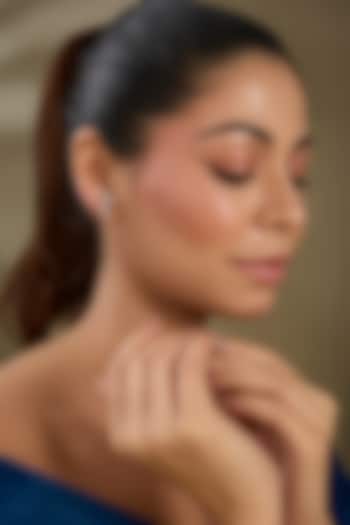 Rose Gold Finish Zircon Stud Earrings In Sterling Silver by TRETA BY BR DESIGNS at Pernia's Pop Up Shop