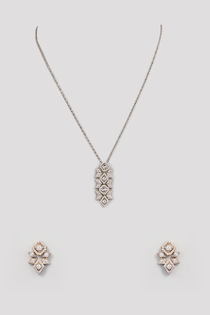 White Finish Zircon Pendant Set In Sterling Silver by TRETA BY BR DESIGNS at Pernia's Pop Up Shop
