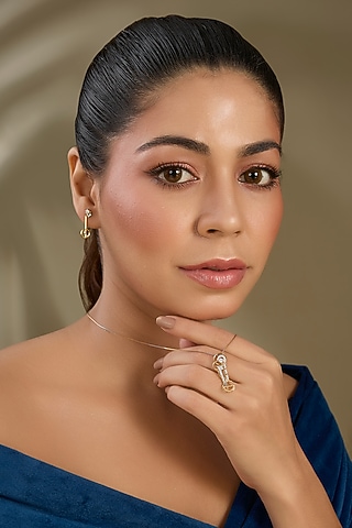 Gold Finish Zircon Pendant Set by TRETA BY BR DESIGNS