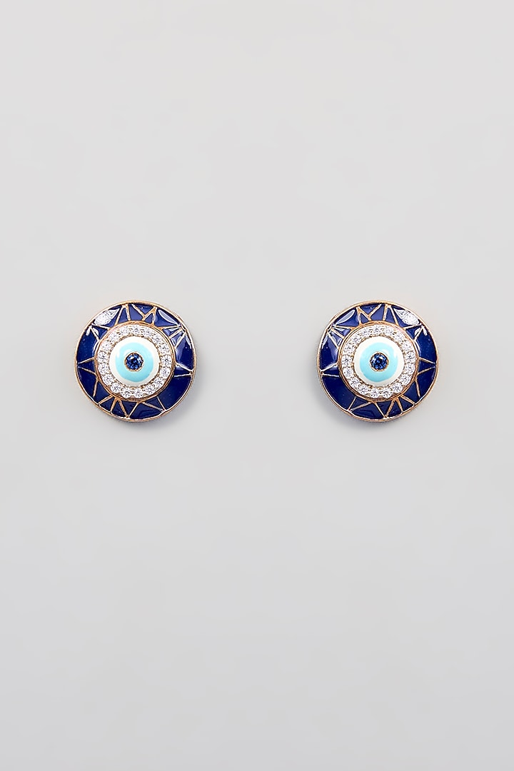 Rose Gold Finish Zircon Stud Earrings In Sterling Silver by TRETA BY BR DESIGNS at Pernia's Pop Up Shop