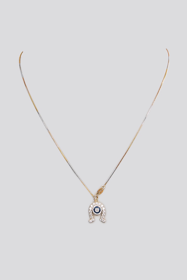 Gold Finish Zircon Pendant In Sterling Silver by TRETA BY BR DESIGNS at Pernia's Pop Up Shop