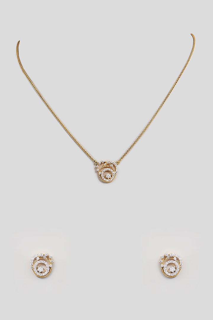 Gold Finish Zircon Pendant Set by TRETA BY BR DESIGNS at Pernia's Pop Up Shop