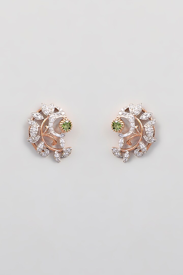Rose Gold Finish Zircon Stud Earrings In Sterling Silver by TRETA BY BR DESIGNS at Pernia's Pop Up Shop