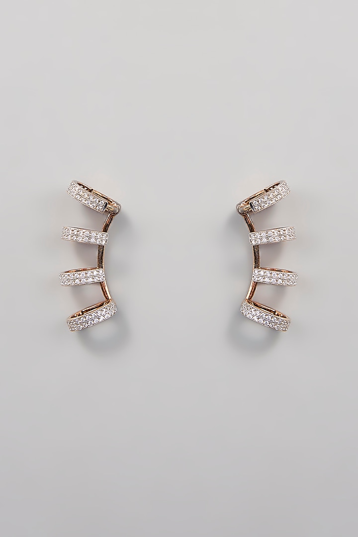 Rose Gold Finish Zircon Stud Earrings In Sterling Silver by TRETA BY BR DESIGNS at Pernia's Pop Up Shop