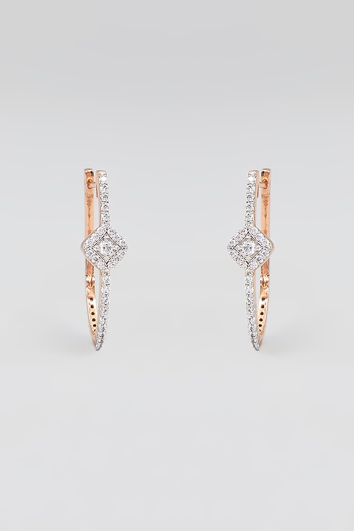 White Finish Zircon Stud Earrings In Sterling Silver by TRETA BY BR DESIGNS at Pernia's Pop Up Shop