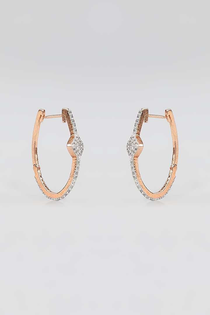 White Finish Zircon Stud Earrings In Sterling Silver by TRETA BY BR DESIGNS at Pernia's Pop Up Shop