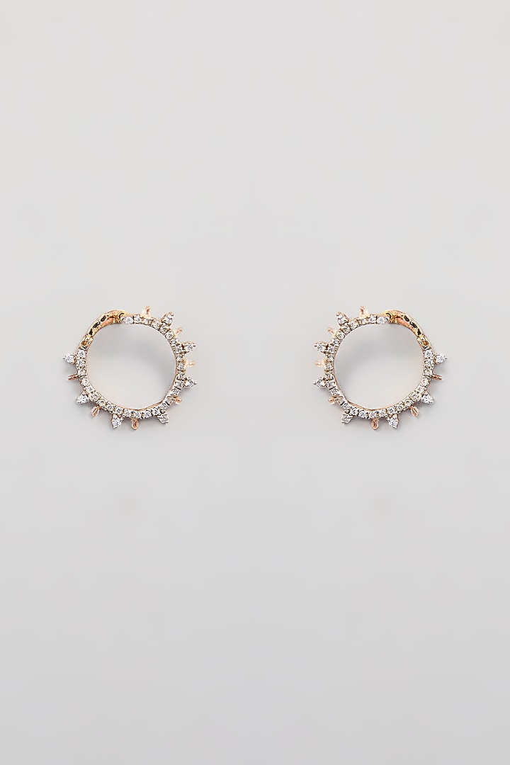 White Finish Zircon Stud Earrings In Sterling Silver by TRETA BY BR DESIGNS at Pernia's Pop Up Shop