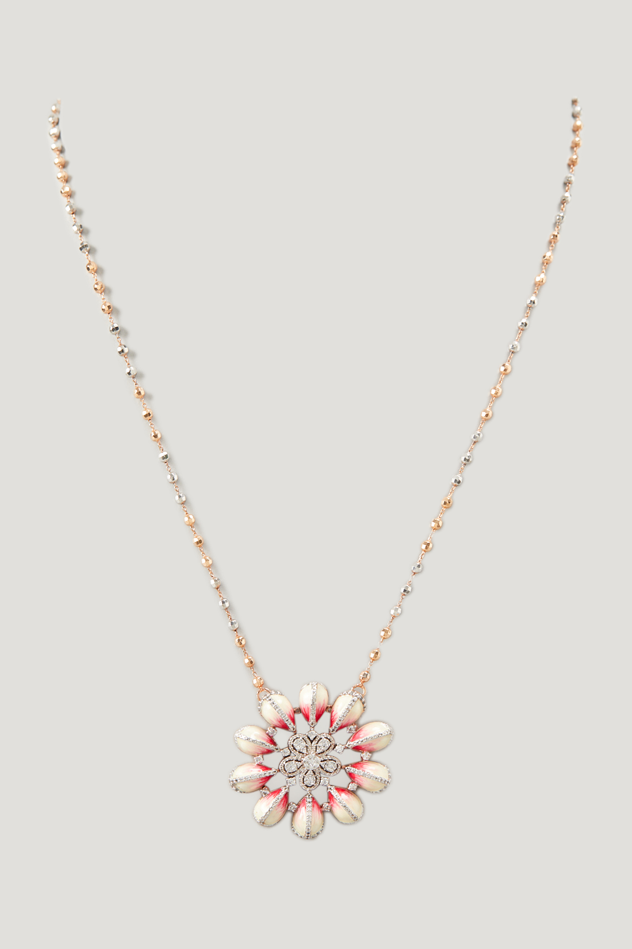 White Finish Enamel Pendant Necklace In Sterling Silver by TRETA BY BR DESIGNS