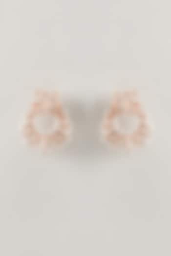 Rose Gold Finish Zircons Stud Earrings In Sterling Silver by TRETA BY BR DESIGNS