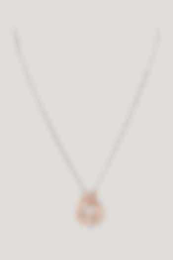 Rose Gold Finish Zircons Pendant Necklace In Sterling Silver by TRETA BY BR DESIGNS