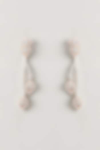 Rose Gold Finish Zircons Earrings In Sterling Silver by TRETA BY BR DESIGNS