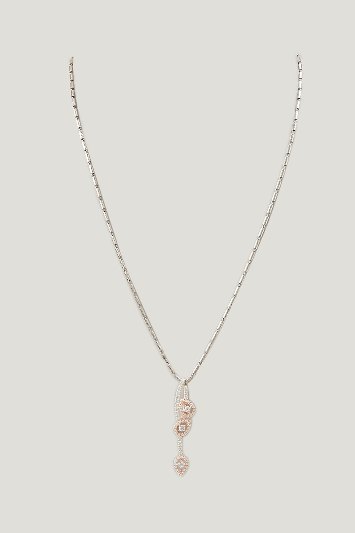 Rose Gold Finish Pendant Necklace In Sterling Silver With Zircons by TRETA BY BR DESIGNS at Pernia's Pop Up Shop