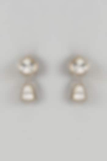 White Finish Zircon Handcrafted Dangler Earrings by TRETA BY BR DESIGNS at Pernia's Pop Up Shop