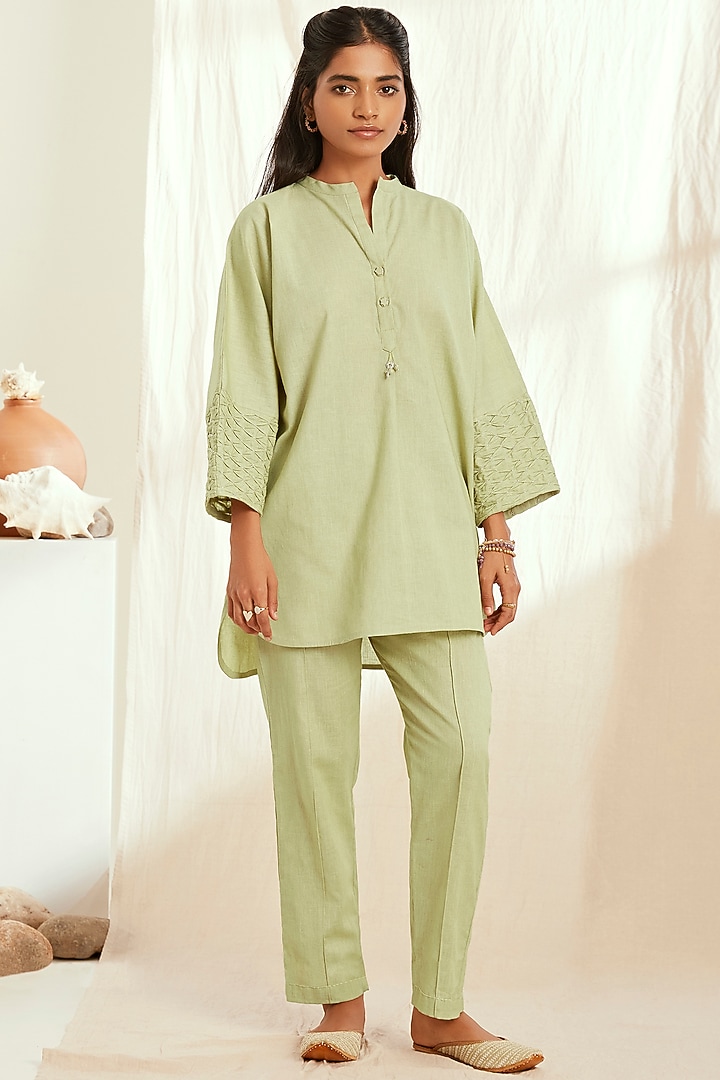 Green Linen Co-Ord Set by The Right Cut at Pernia's Pop Up Shop