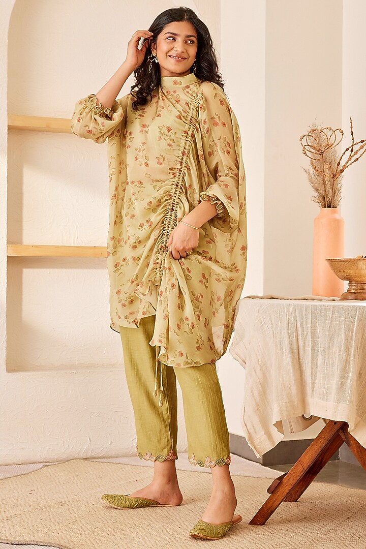 Sage Paper Silk Tunic Set by The Right Cut at Pernia's Pop Up Shop