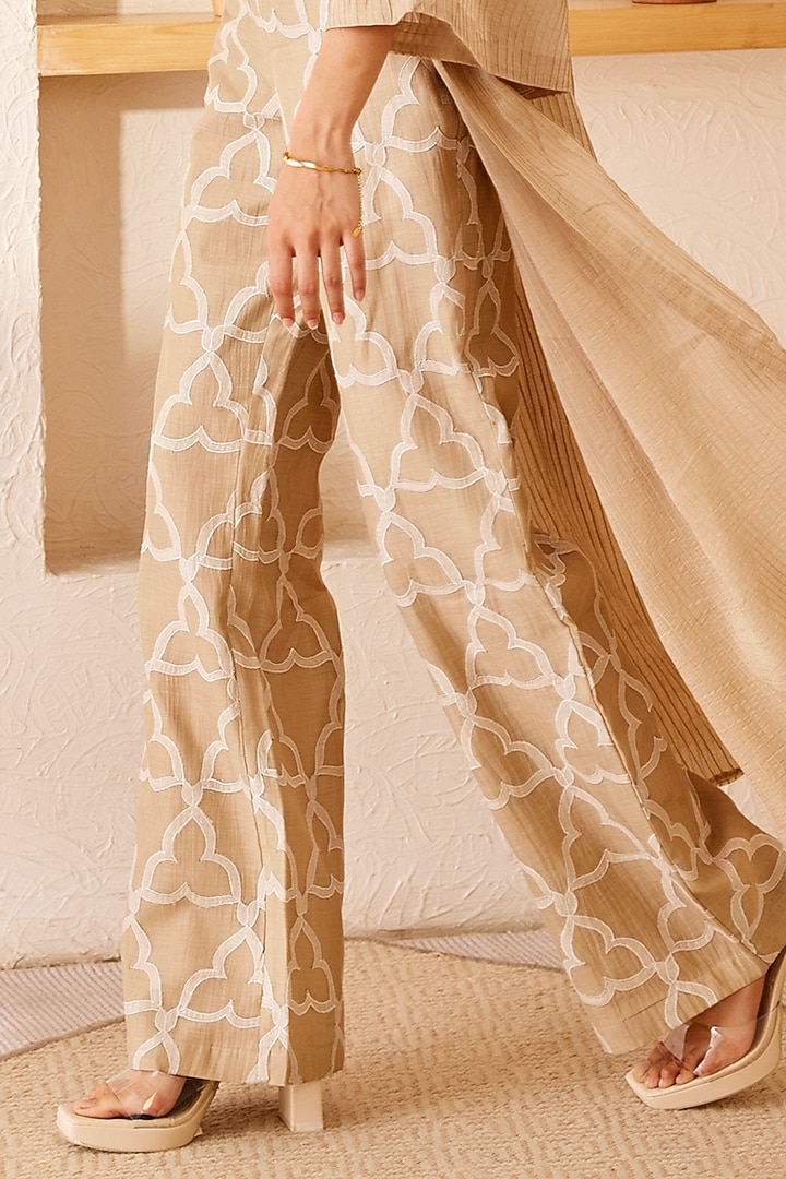 Beige Embroidered Co-Ord Set by The Right Cut at Pernia's Pop Up Shop
