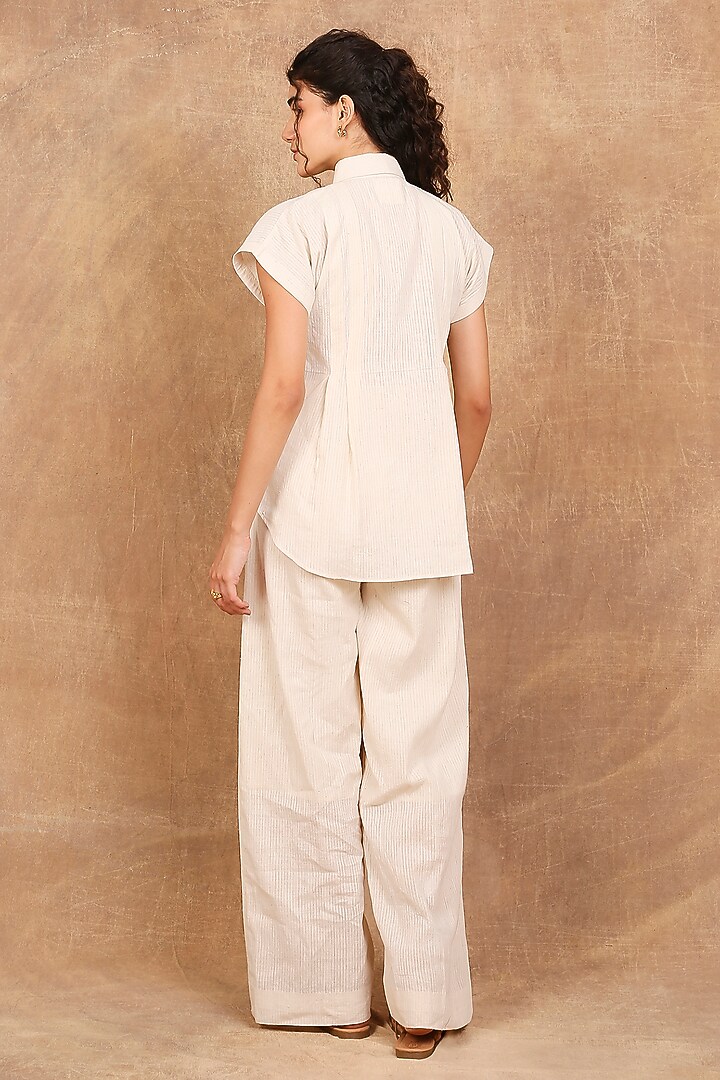 Ivory Handloom Organic Cotton Floral Embroidered Co-Ord Set by The Right Cut at Pernia's Pop Up Shop
