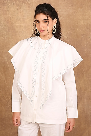 White Organic Cotton Scarf Top by The Right Cut