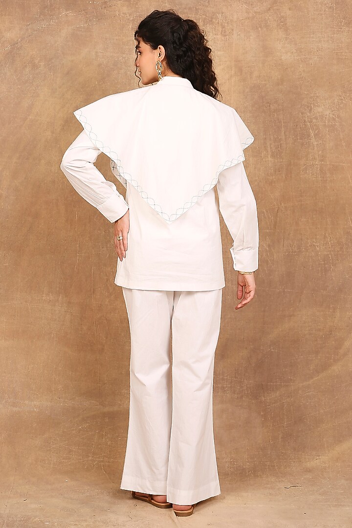 White Organic Cotton Scarf Top by The Right Cut at Pernia's Pop Up Shop