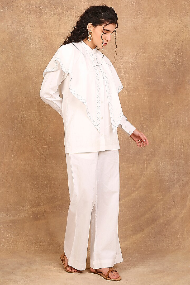 White Organic Cotton Scarf Top by The Right Cut at Pernia's Pop Up Shop