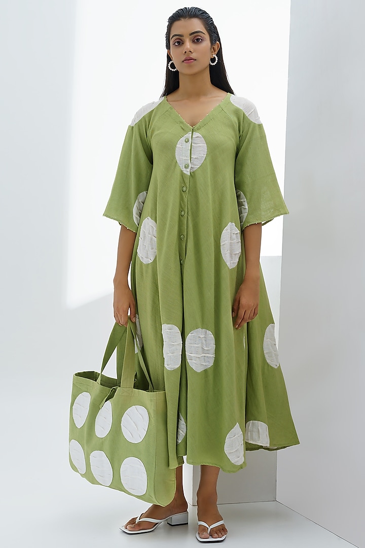 Moss Green Polka Dot Dress by The Right Cut