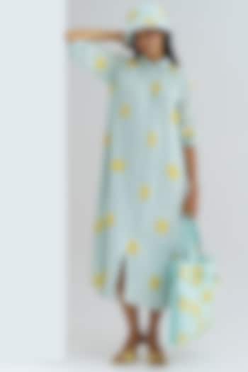 Sky Blue & Yellow Floral Dress by The Right Cut