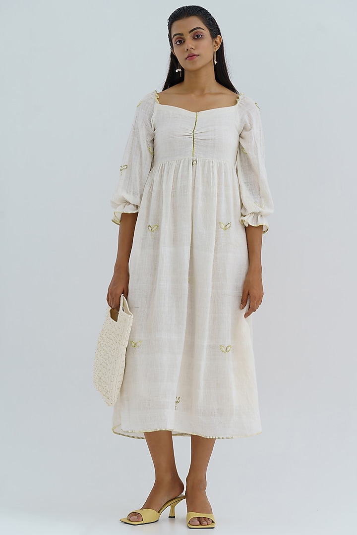 White Applique Embroidered Summer Dress by The Right Cut at Pernia's Pop Up Shop