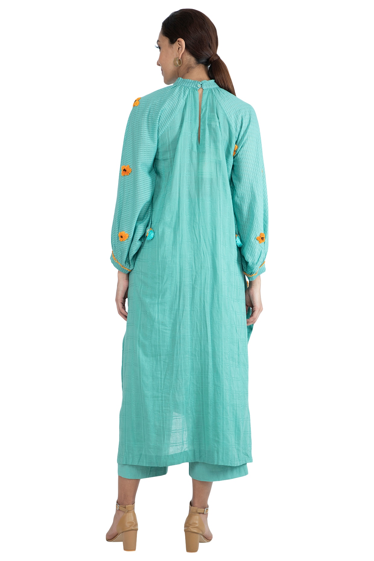 DC-2086 GREEN 2PCS EMBROIDERED KURTA WITH TROUSER | Stunning dresses, Piece  dress, Clothes for women