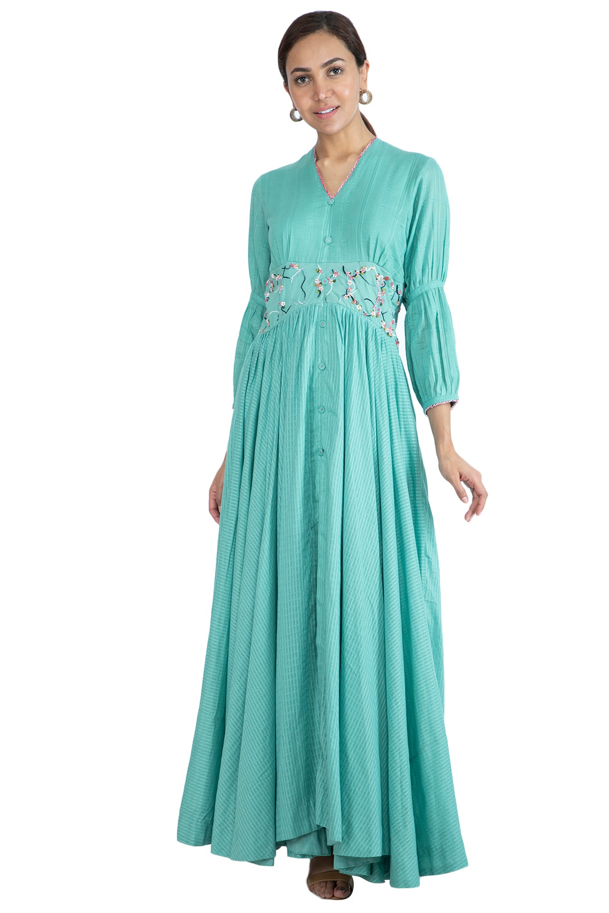 turquoise embroidered dress