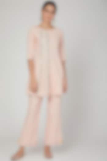 Blush Pink Embroidered Kurta With Pants by The Right Cut