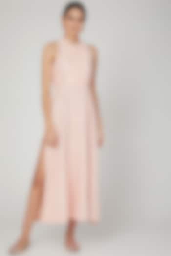 Blush Pink Embroidered Dress With Belt by The Right Cut