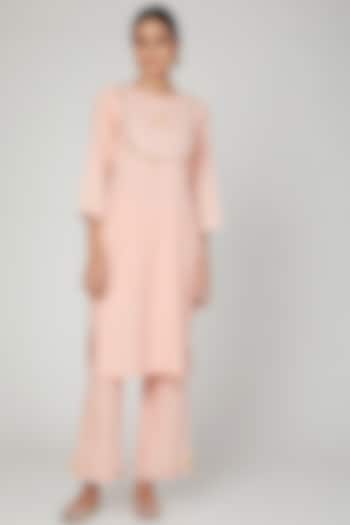 Blush Pink Embroidered Kurta Set by The Right Cut
