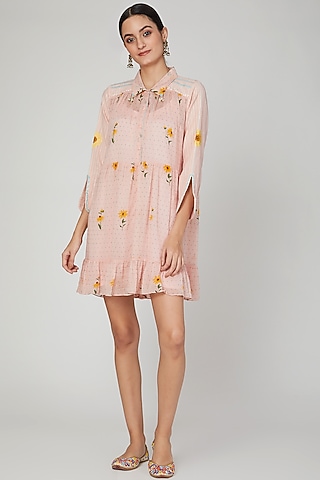 Blush Pink Printed Shirt Dress by The Right Cut