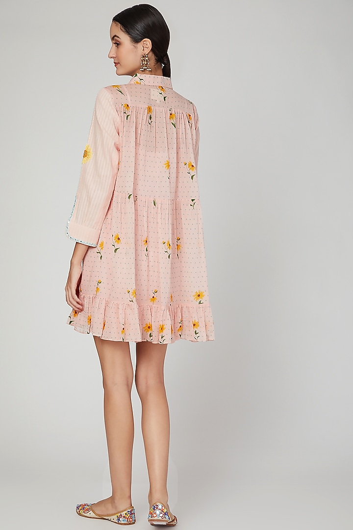 Blush Pink Printed Summer Shirt Dress by The Right Cut at Pernia's Pop Up Shop