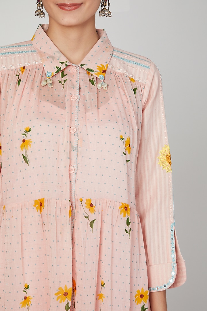 Blush Pink Printed Summer Shirt Dress by The Right Cut at Pernia's Pop Up Shop
