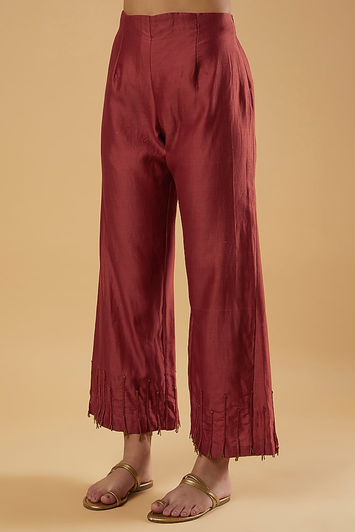 Maroon Embroidered Jacket Set by The Right Cut at Pernia's Pop Up Shop