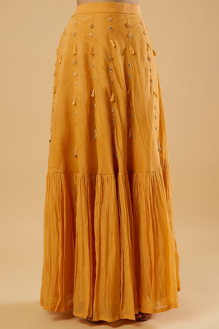 Yellow Embroidered Skirt Set by The Right Cut at Pernia's Pop Up Shop