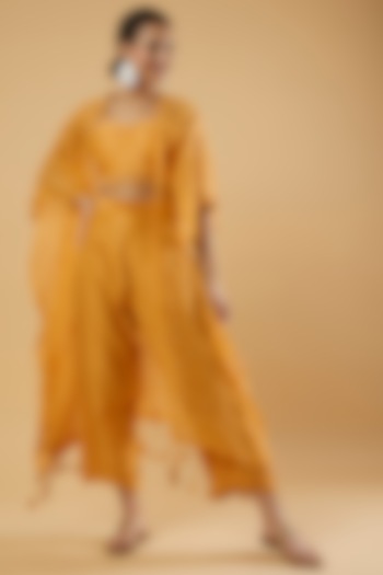 Yellow Embroidered Jacket Set by The Right Cut at Pernia's Pop Up Shop